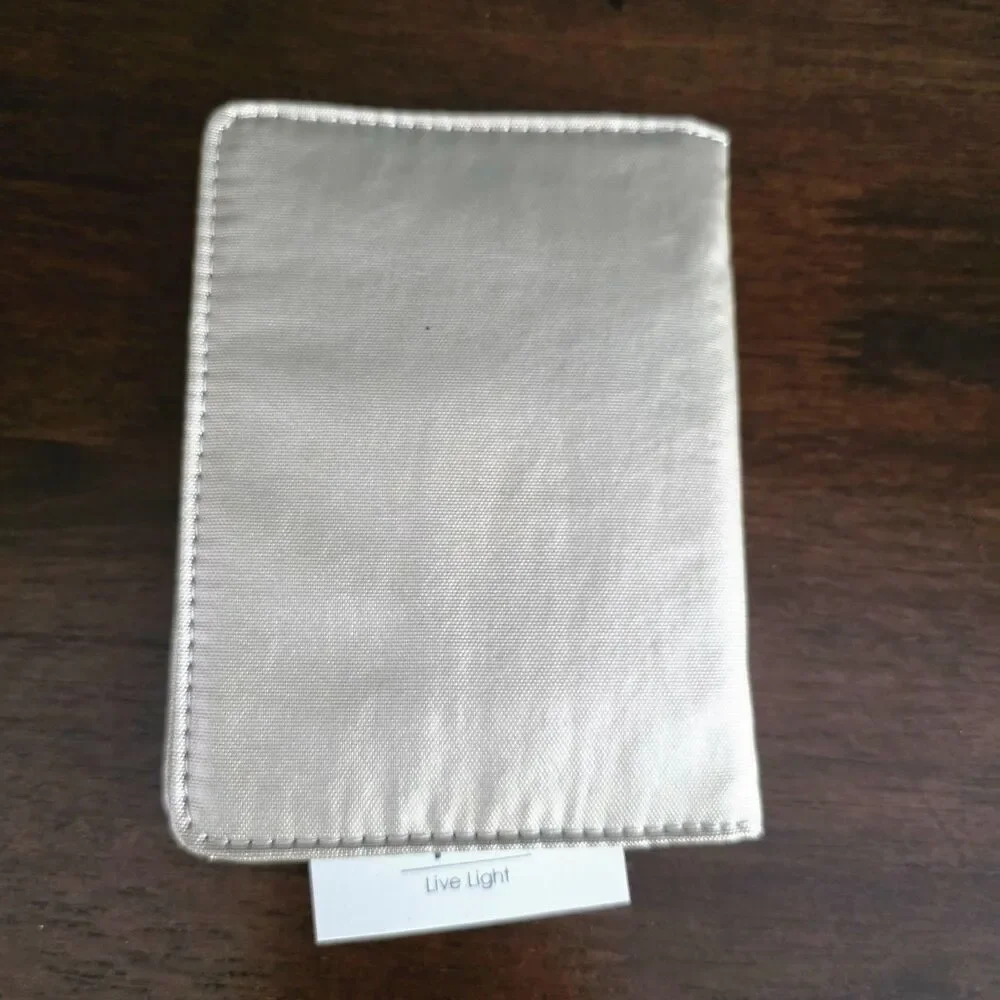 Kipling Gold Metallic Nylon Passport Holder Wallet 4 Credit Card Slots Pockets